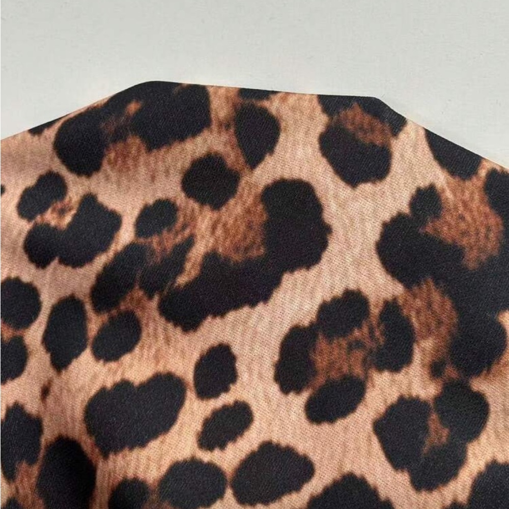 Plus Size Classic Leopard Print Peplum Top Blouse Shirt - Picture 6 of 6